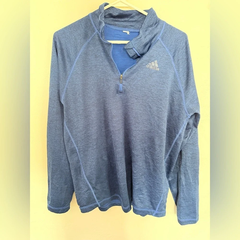 Adidas Heathered Blue Half-Zip Top - Picture 1 of 2